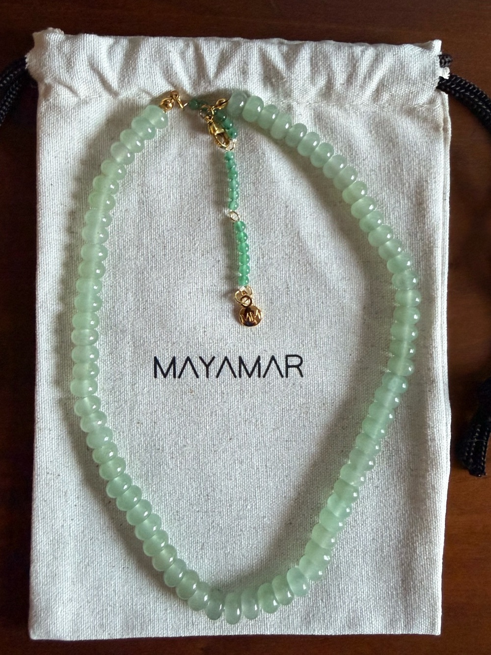 Mayamar Green Aventurine Beaded Necklace with Gold Accents